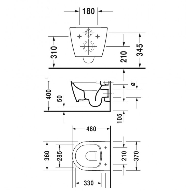Tualetes pods piekaramais Duravit ME by Starck Compact Rimless ar vāku, 45300900A1 Tualetes pods piekaramais Duravit ME by Starck Compact Rimless ar vāku, 45300900A1