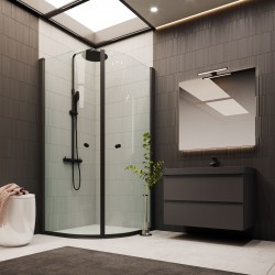 Dušas stūris pusapaļš Duschy Round Black 800x800, 2x5252-80