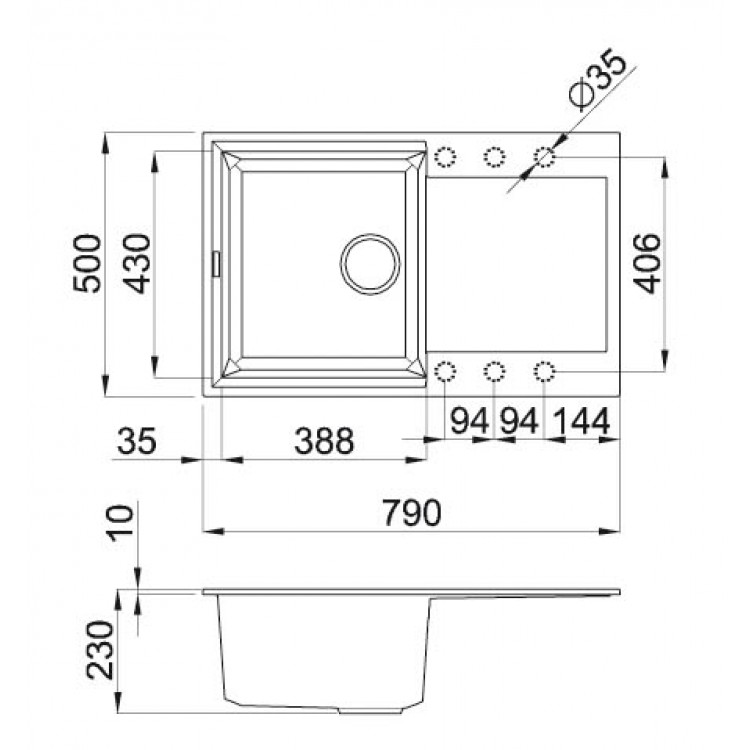 Virtuves izlietne Elleci Easy-300 79x50cm, pelēka