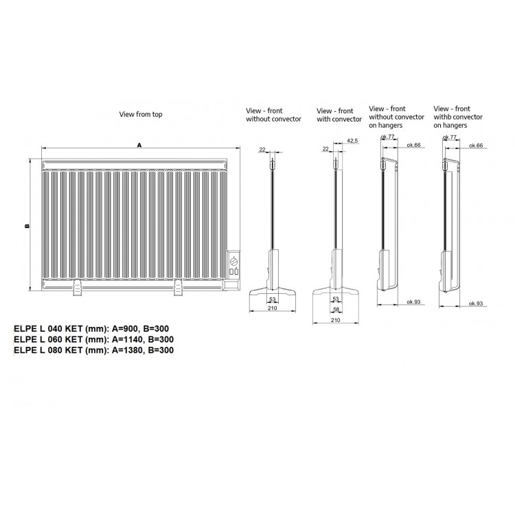 Eļļas sienas radiators ELPE L 060 KET Eļļas sienas radiators ELPE L 060 KET