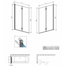Vannas sieniņa Radaway Essenza New PND 100 cm