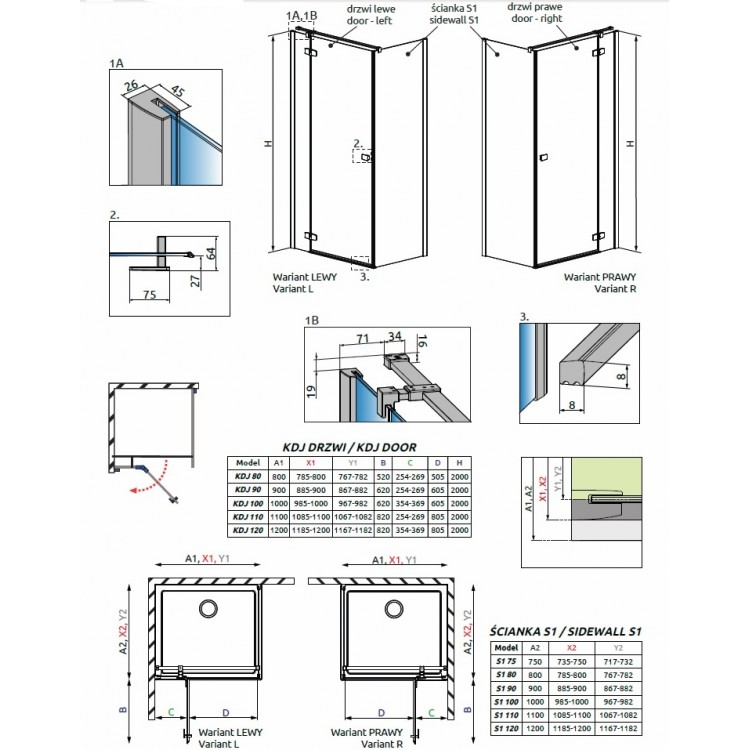Dušas stūris kvadrātveida Radaway Fuenta New KDJ+S 80x80 cm Dušas stūris kvadrātveida Radaway Fuenta New KDJ+S 80x80 cm