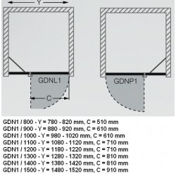 Dušas durvis veramās Roltechnik GDNL1/GDNP1 1100mm