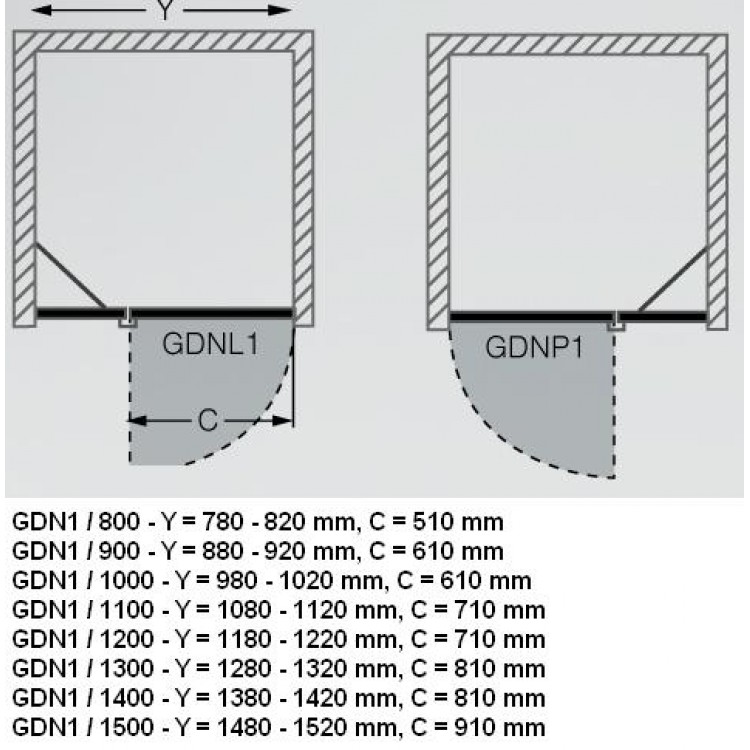 Dušas durvis veramās Roltechnik GDNL1/GDNP1 1100mm Dušas durvis veramās Roltechnik GDNL1/GDNP1 1100mm
