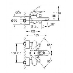 Vannas un dušas maisītājs Grohe Eurostyle New, 33591003