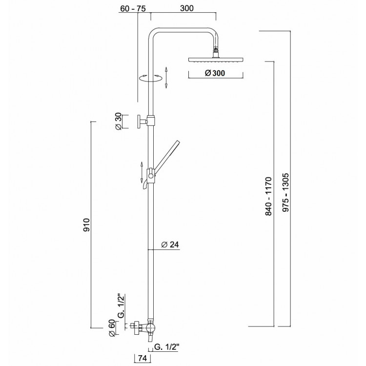 Termostata dušas sistēma Giulini SURF 8225WC-SH30
