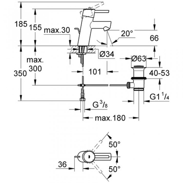 Izlietnes maisītājs Grohe CONCETTO, 32204 001