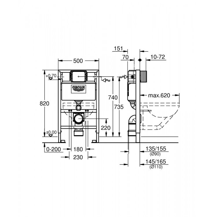 Iebūvējamais rāmis tualetes podam Grohe Rapid SL, 38526000