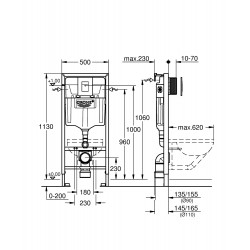 Iebūvējamais rāmis tualetes podam Grohe Rapid SL ar Skate Cosmo pogu, 38772001(S)