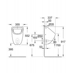 Pisuārs Grohe Bau Ceramic, 39439000