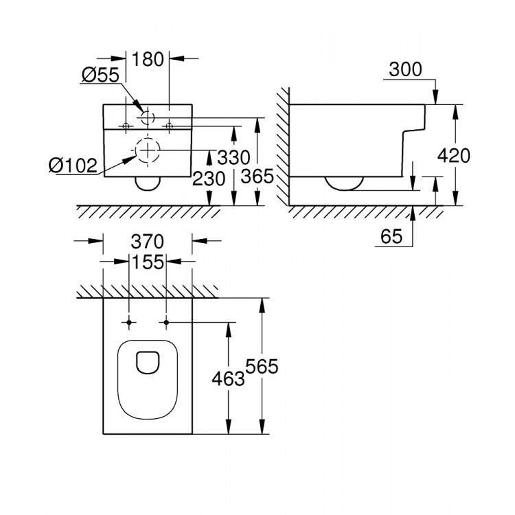 Tualetes pods piekaramais Grohe Cube Ceramic Rimless bez vāka, 3924500H