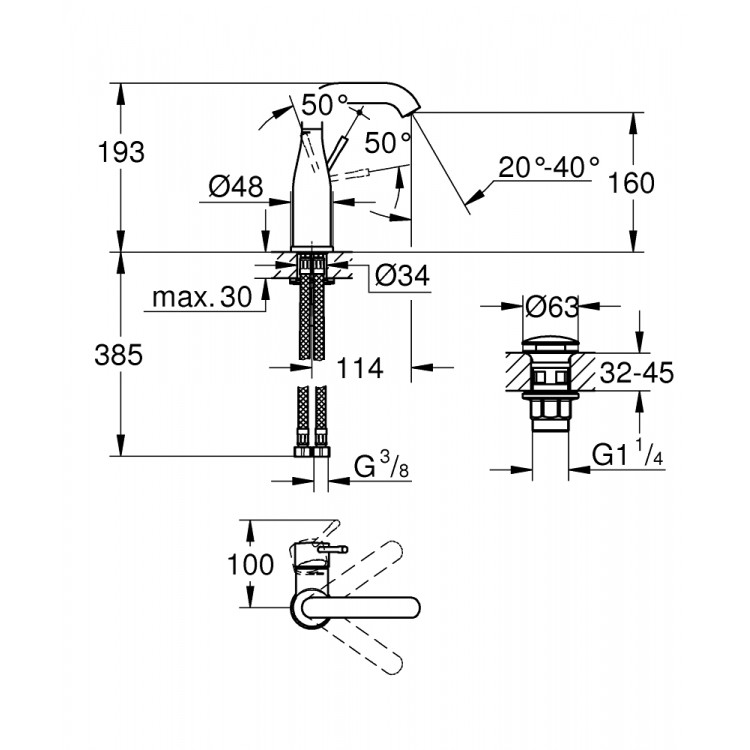 Izlietnes maisītājs Grohe Essence M, 23798001