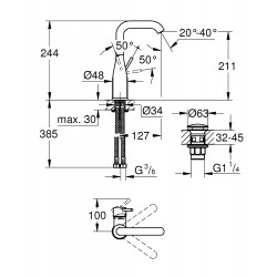 Izlietnes maisītājs paaugstināts Grohe Essence L, 23799001