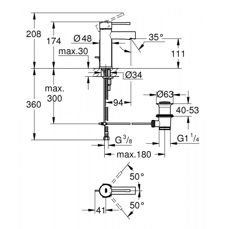 Izlietnes maisītājs Grohe Essence S, 32898001 Izlietnes maisītājs Grohe Essence S, 32898001