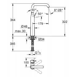 Izlietnes maisītājs paaugstināts Grohe Essence XL, 32901001
