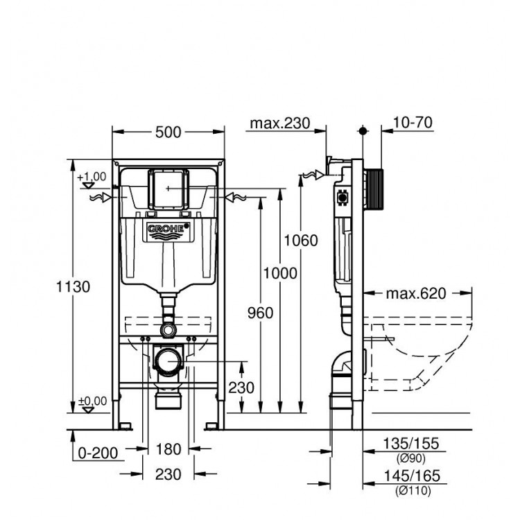 Iebūvējamais rāmis tualetes podam Grohe Rapid SL WC, 38536001 Iebūvējamais rāmis tualetes podam Grohe Rapid SL WC, 38536001