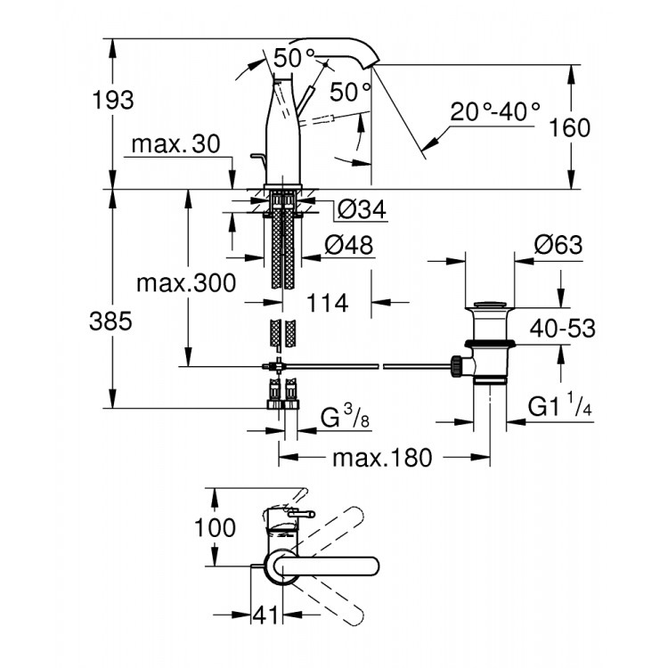 Izlietnes maisītājs Grohe Essence M, 23462GL1 Izlietnes maisītājs Grohe Essence M, 23462GL1