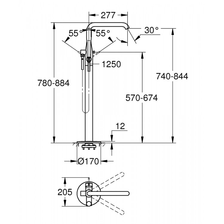 Vannas maisītājs brīvi stāvošs Grohe Essence New, 23491001