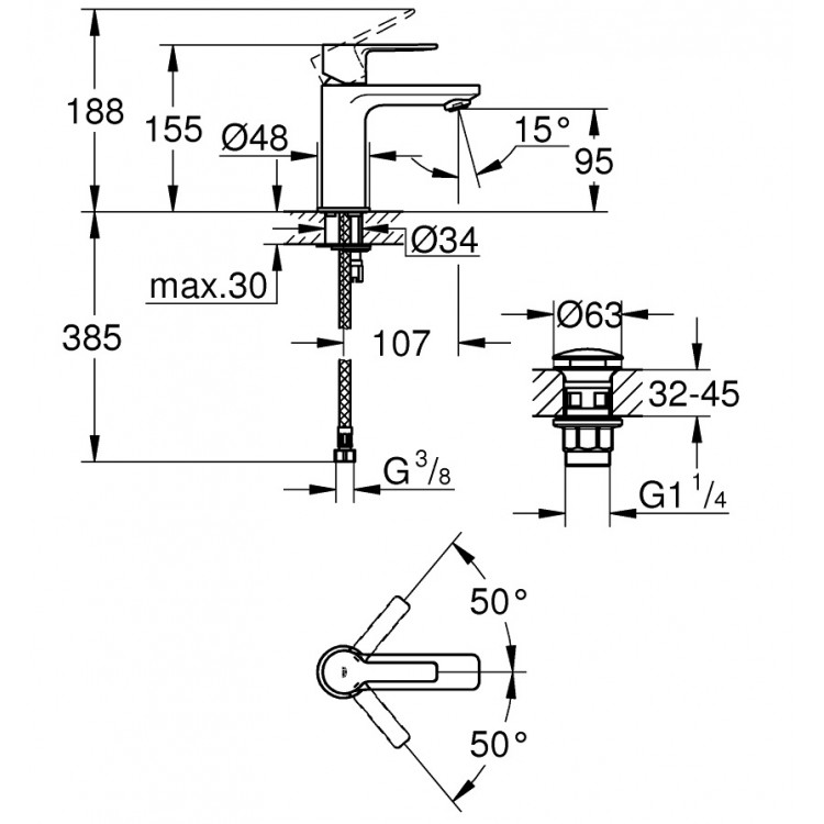 Izlietnes maisītājs Grohe LINEARE, 23791001