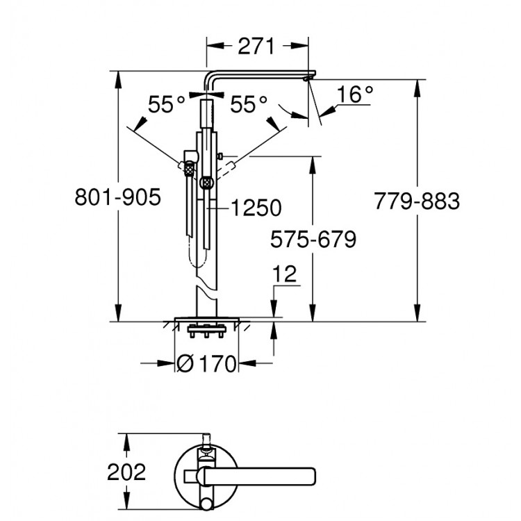 Vannas maisītājs brīvi stāvošs Grohe LINEARE, 23792001