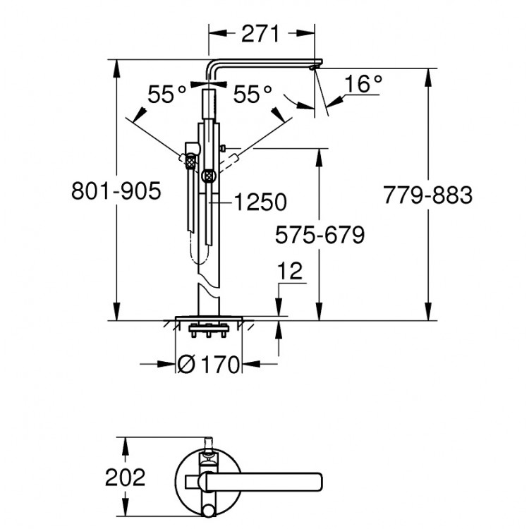 Vannas maisītājs brīvi stāvošs Grohe LINEARE, 23792DC1