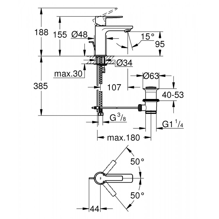 Izlietnes maisītājs Grohe LINEARE, 32109001 Izlietnes maisītājs Grohe LINEARE, 32109001