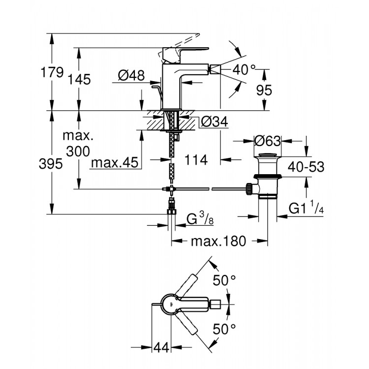 Bidē maisītājs Grohe LINEARE, 33848001 Bidē maisītājs Grohe LINEARE, 33848001