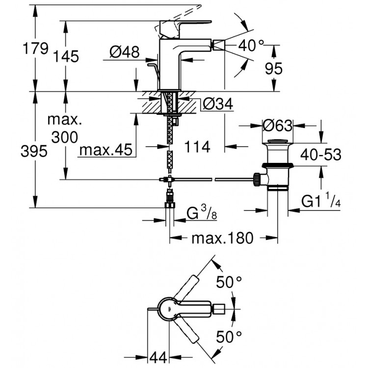 Bidē maisītājs Grohe LINEARE, 33848DC1 Bidē maisītājs Grohe LINEARE, 33848DC1