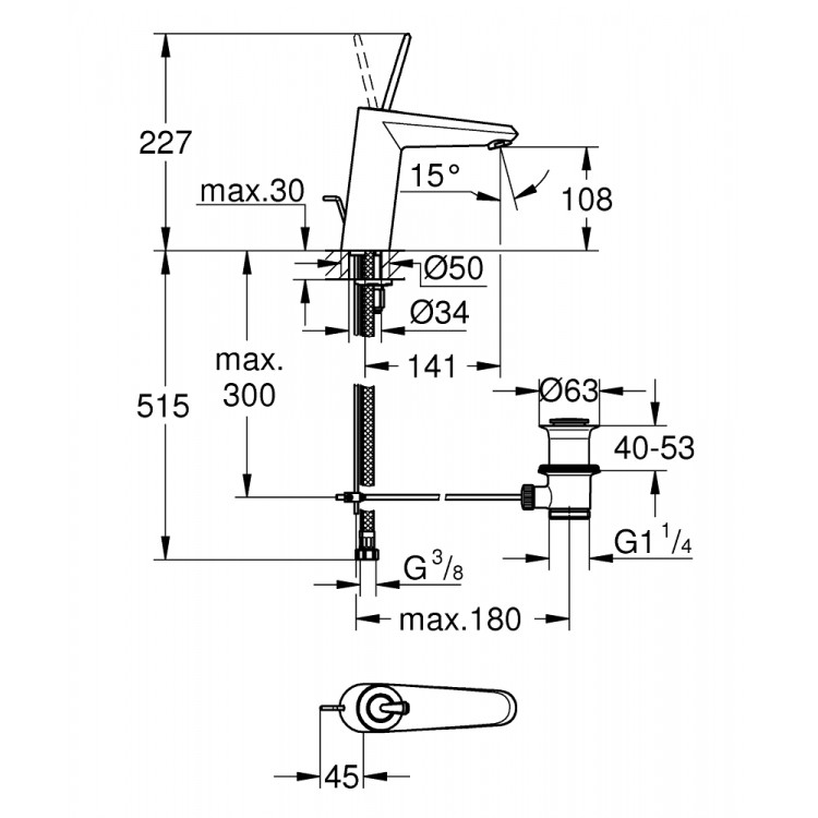 Izlietnes maisītājs Grohe Eurodisc Joy, 23427000 Izlietnes maisītājs Grohe Eurodisc Joy, 23427000