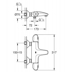 Vannas un dušas termostata maisītājs Grohe GROHTHERM 1000 New, 34155003