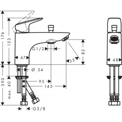 Vannas maisītājs uz vannas malas Hansgrohe Logis Monotrou, 71312000