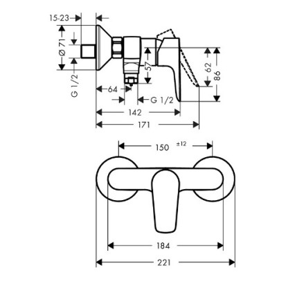 Dušas maisītājs Hansgrohe Talis E, 71760670