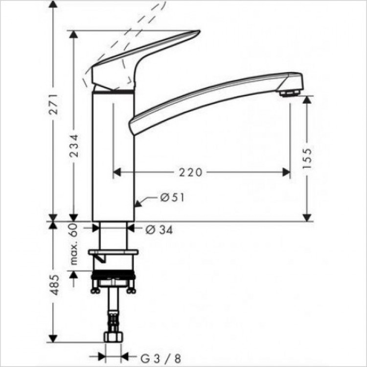 Virtuves izlietnes maisītājs Hansgrohe Logis 160 71832000