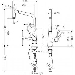 Virtuves izlietnes maisītājs Hansgrohe Metris 320, 14820000