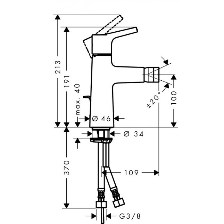 Bidē maisītājs Hansgrohe Talis S, 72200000 Bidē maisītājs Hansgrohe Talis S, 72200000