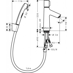 Izlietnes maisītājs ar bidetta rokas dušu Hansgrohe Talis Select S, 72291000