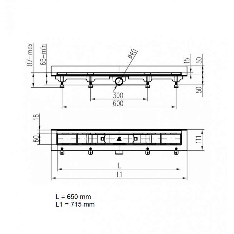 Dušas kanāls HACO PLZS 650 MM 650mm Dušas kanāls HACO PLZS 650 MM 650mm
