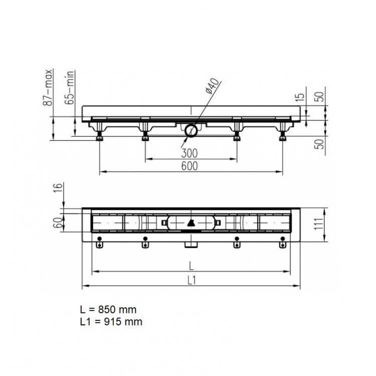 Dušas kanāls HACO PLZS 850 KM 850mm Dušas kanāls HACO PLZS 850 KM 850mm
