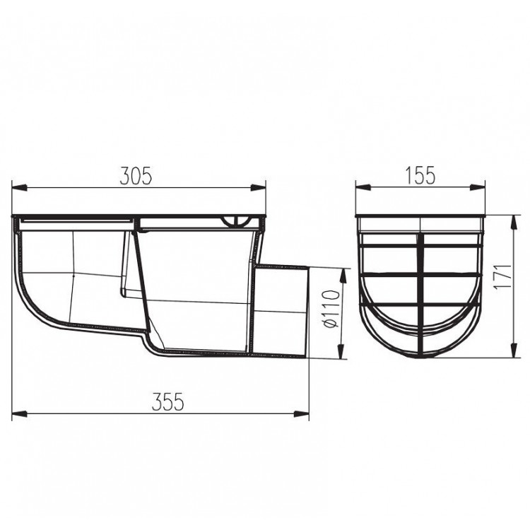 Lietus ūdeņu traps HACO LSVB DN110 C, horizontāls Lietus ūdeņu traps HACO LSVB DN110 C, horizontāls