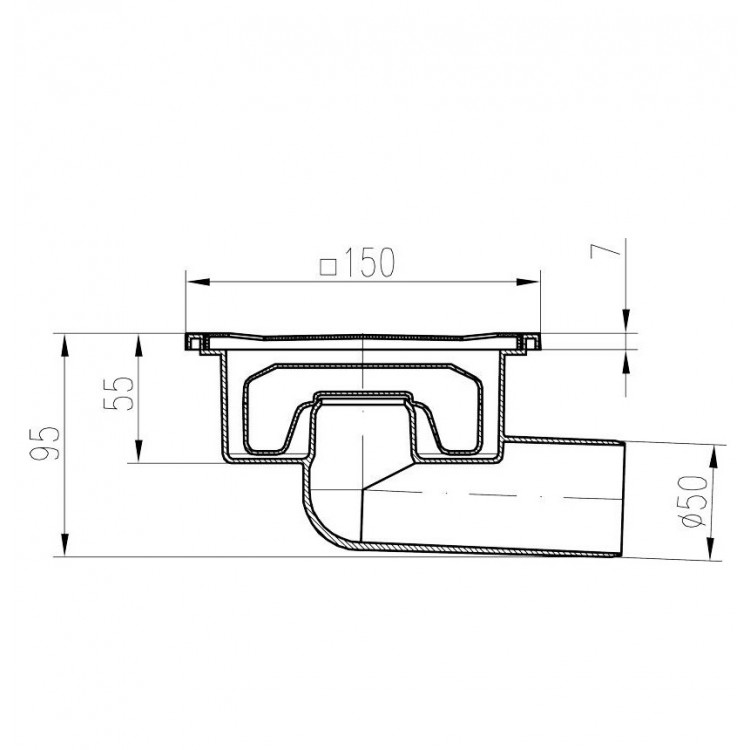 Traps HACO Neptun DN50/55 N Neizžūstošais, horizontāls Traps HACO Neptun DN50/55 N Neizžūstošais, horizontāls