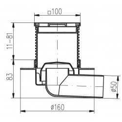 Traps HACO PVB 100x100 PR/DN50 N, horizontāls
