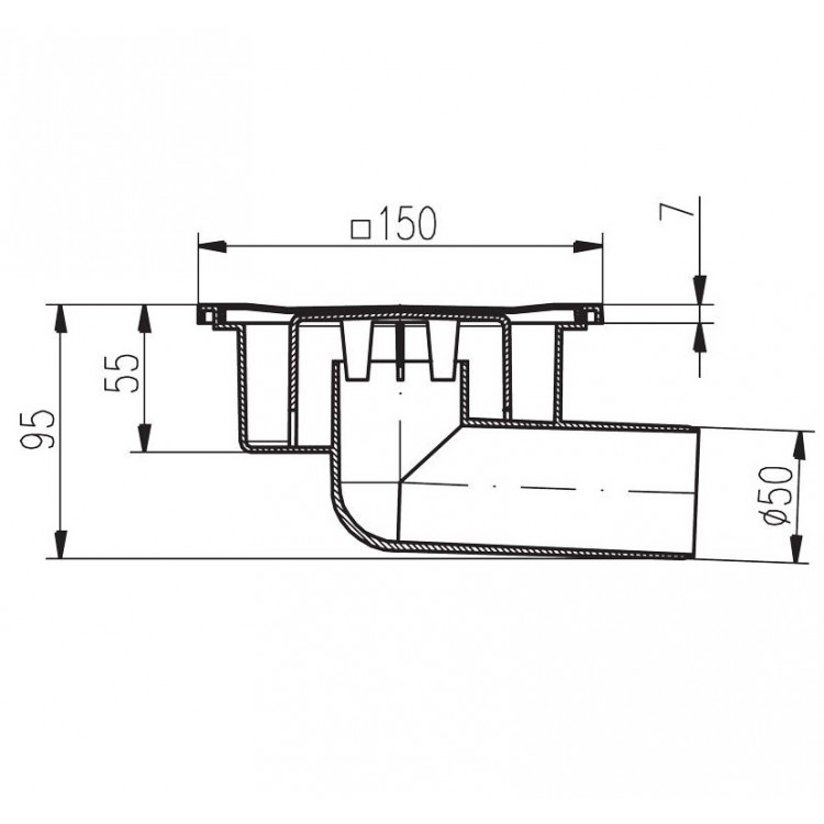 Traps HACO PVB DN50 N, horizontāls Traps HACO PVB DN50 N, horizontāls