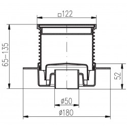 Traps HACO PVS 122x122 DN50 N, vertikāls