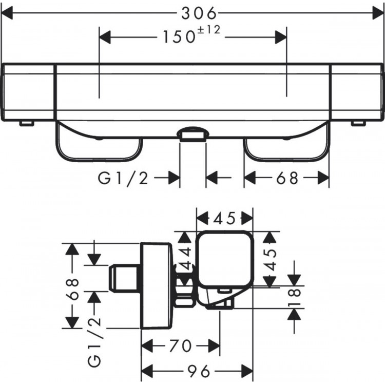 Termostata dušas maisītājs Hansgrohe Ecostat E, hroms 15773000 Termostata dušas maisītājs Hansgrohe Ecostat E, hroms 15773000
