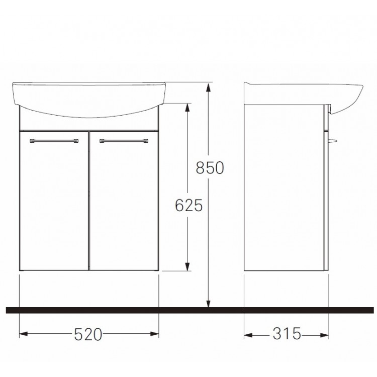 Vannas istabas skapītis ar izlietni IFO Inspira 57cm, 42334