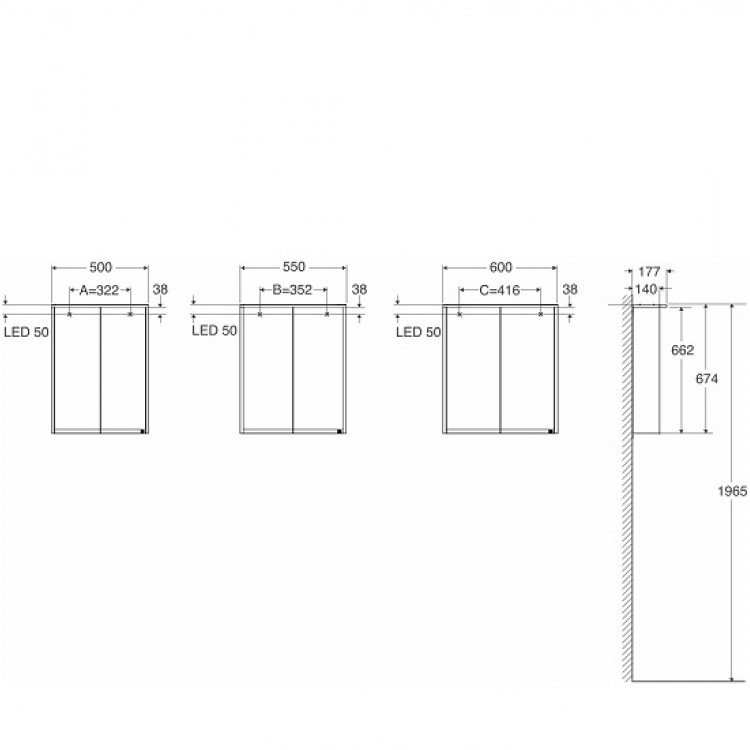 Vannas istabas skapītis ar spoguli IFO Option Bas 55, balts 47451 Vannas istabas skapītis ar spoguli IFO Option Bas 55, balts 47451
