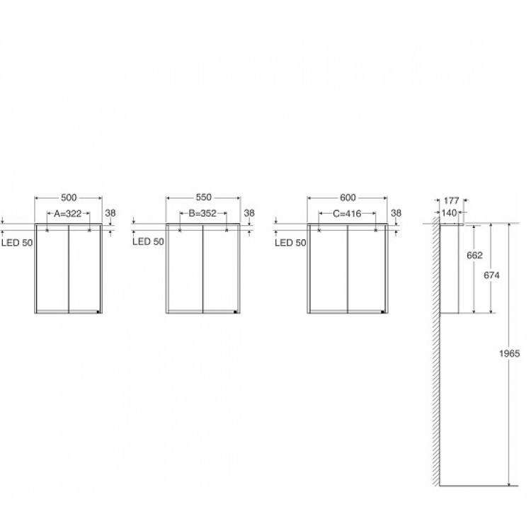 Vannas istabas skapītis ar spoguli IFO Option Bas 55 LED, balts 47455 Vannas istabas skapītis ar spoguli IFO Option Bas 55 LED, balts 47455