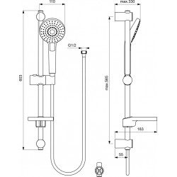 Dušas komplekts Ideal Standard Rain Evo 3-režīmi, B2620AA