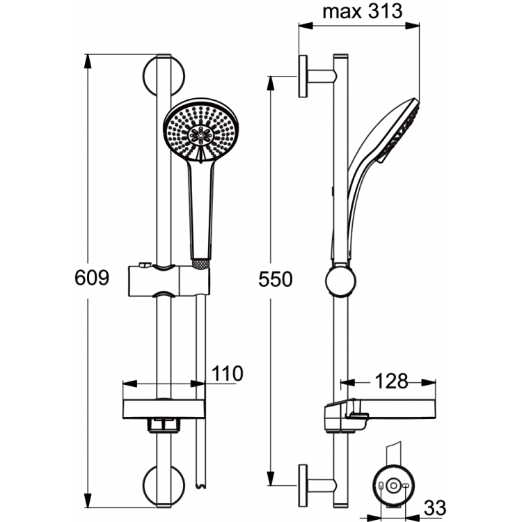 Dušas komplekts Ideal Standard Rain Soft 3-režīmi, B9415AA Dušas komplekts Ideal Standard Rain Soft 3-režīmi, B9415AA
