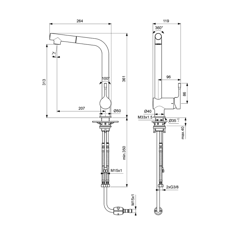 Virtuves izlietnes maisītājs Ideal Standard Ceraflex, BC176AA Virtuves izlietnes maisītājs Ideal Standard Ceraflex, BC176AA